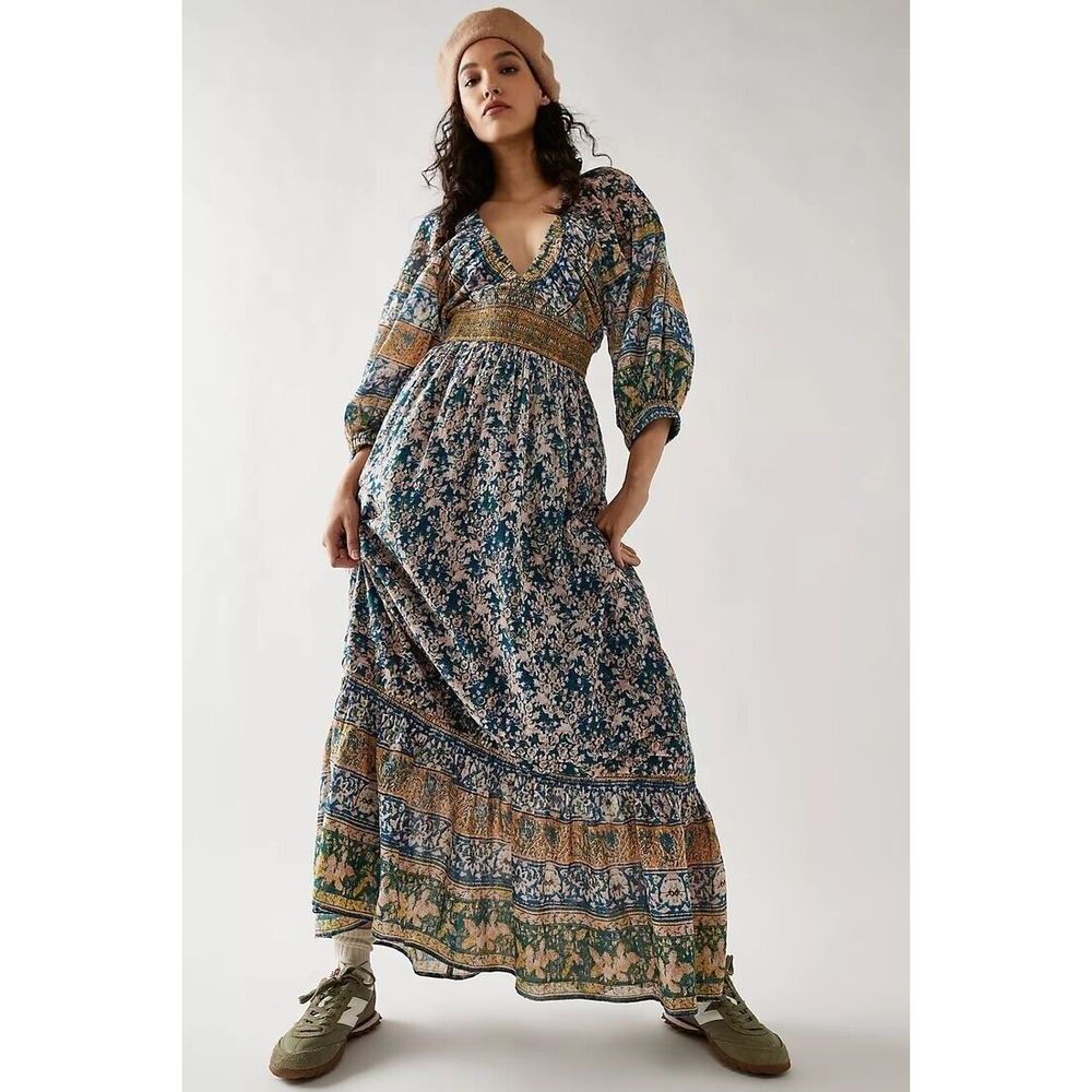 Free People Golden Hour Border Maxi Dress Size Large